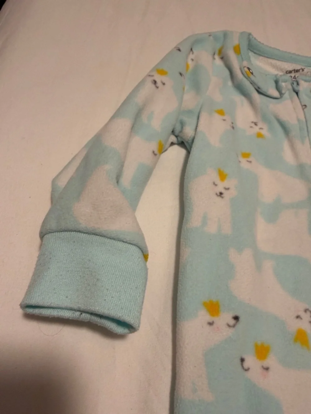 Children's Light Blue Polar Bear Footed One-Piece Pajamas 24months